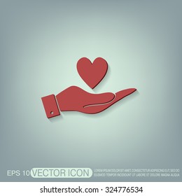 hand holding a heart sign.  valentine icon