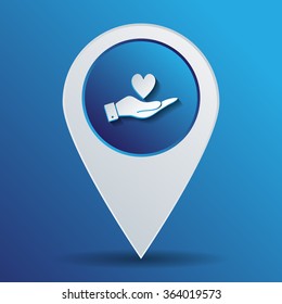 hand holding a heart sign.  valentine icon