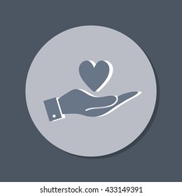 hand holding a heart sign.  valentine icon