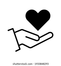 Hand holding heart sign vector illustration. Color editable