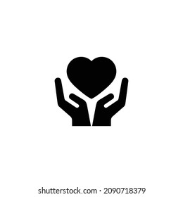 Hand holding heart simple flat icon vector