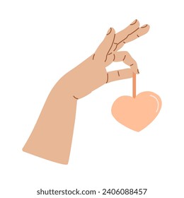 Ilustración vectorial de juguete de cuerdas cardíacas de mano. Diseñar el folleto de póster de postal.
