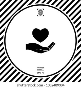Hand holding heart symbol
