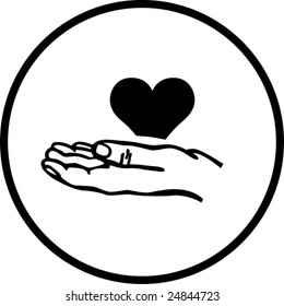 hand holding a heart symbol