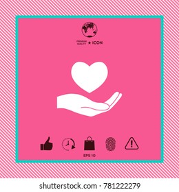 Hand holding heart symbol Hand holding heart symbol