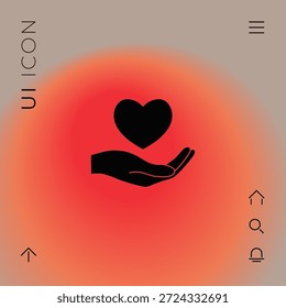 Mano que sostiene el símbolo del corazón. Elementos para su diseño