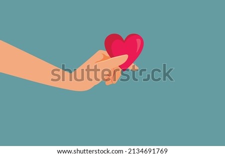
Hand Holding Heart Symbol of Generosity Vector Cartoon Illustration. Generosity, sharing and kindness concept image
