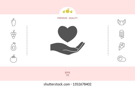 Hand holding heart symbol. Graphic elements for your design