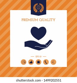 Hand holding heart symbol. Graphic elements for your design