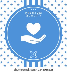 Hand holding heart symbol. Graphic elements for your design