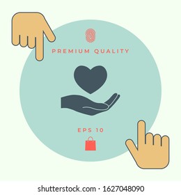 Hand holding heart symbol. Graphic elements for your design