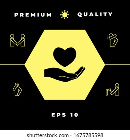 Hand holding heart symbol. Graphic elements for your design
