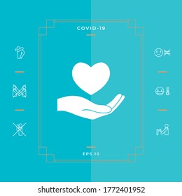 Hand holding heart symbol. Graphic elements for your design
