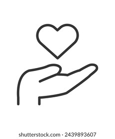 "Hand holding a heart symbol" illustration