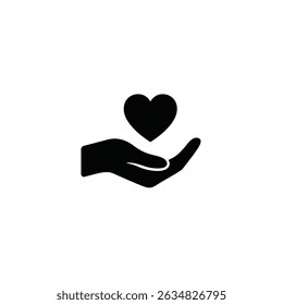 Hand holding heart symbol love care charity.