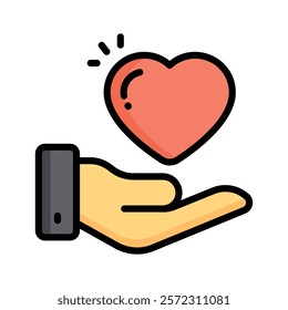Hand holding a heart, symbolizing empathy and care