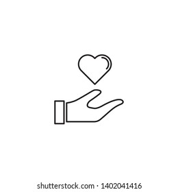 Hand holding heart, trust business vector icon symbol, isolated on white background