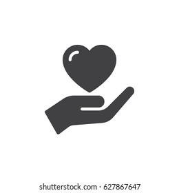 Hand Holding Heart, Trust Icon Vector, Filled Flat Sign, Solid Pictogram Isolated On White. Symbol, Logo Illustration. Pixel Perfect