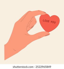 Hand holding heart. Valentine's day. Vector illustration in flat style.