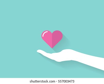 Hand Holding Heart - Valentines Day Card Vector Design