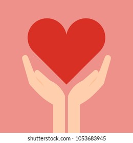 Hand holding a heart, Vector for design.