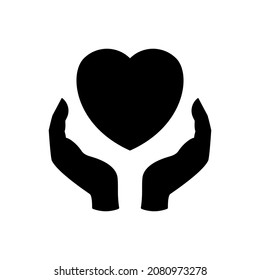 hand holding heart vector icon isolated on white background