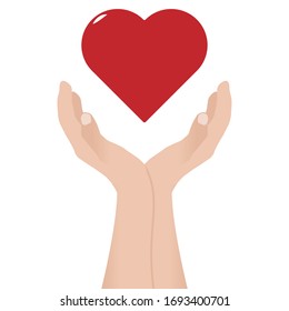 Ilustración vectorial del corazón de sujeción manual