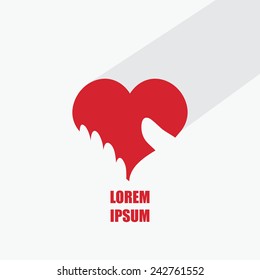 Hand holding heart - vector illustration