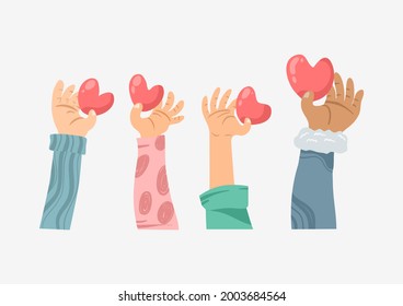 Hand holding heart vector, used for media and design.
