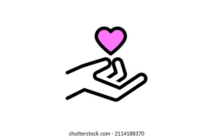 Hand Holding Heart Vector Wedding Icon Eps 8