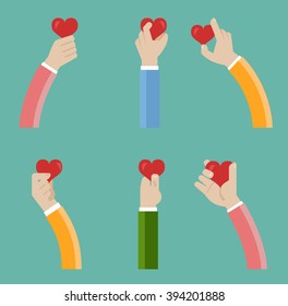 Hand holding hearts