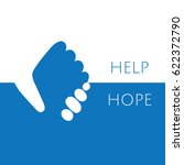 Hand holding hand for help and hope icon logo vector graphic design.