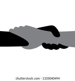 Hand holding hand for help and hope icon logo vector graphic design. Flat design.