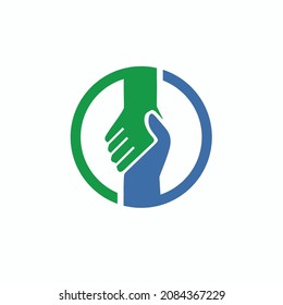 Hand holding hand for help and hope icon logo vector graphic design.
