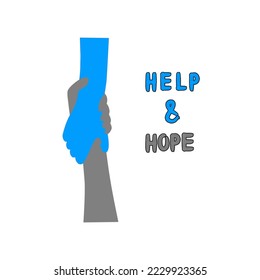 Hand holding hand for help and hope icon logo vector graphic design.