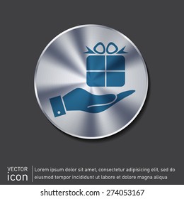 hand holding a Holiday Gift Box Icon. Vector illustration EPS 8.