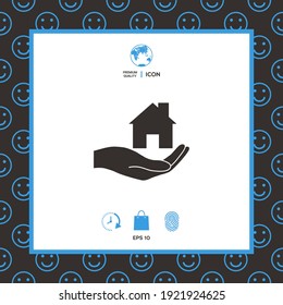 Hand holding home. Elements for your design