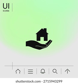 Mano sosteniendo el hogar. Elementos para su diseño