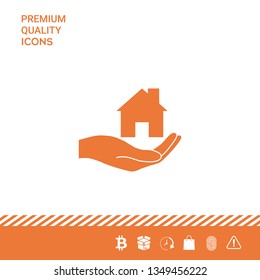 Hand holding home. Graphic elements for your design