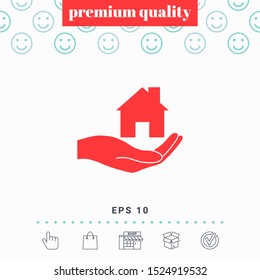 Hand holding home. Graphic elements for your design