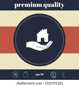 Hand holding home. Graphic elements for your design