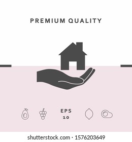 Hand holding home. Graphic elements for your design