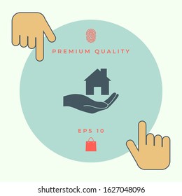 Hand holding home. Graphic elements for your design
