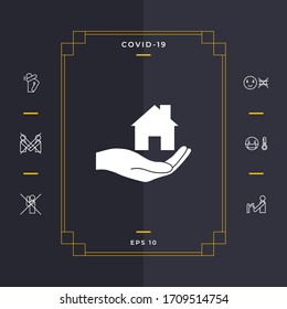 Hand holding home. Graphic elements for your design