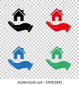 Hand holding  home - vector icon