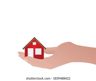 Hand holding home. vector illustration