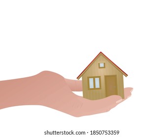 Mano sosteniendo la casa. ilustración vectorial