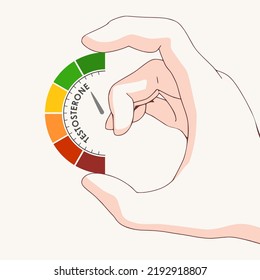 Hand holding hormone testosterone level measuring scale.