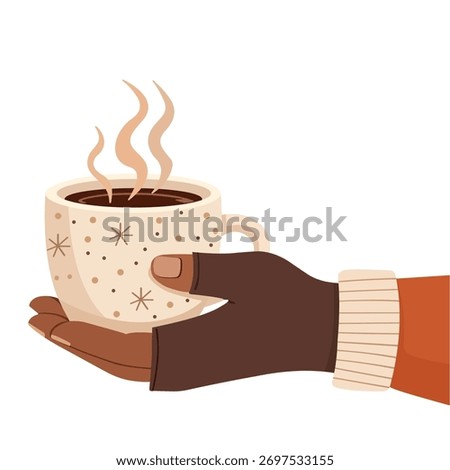 Hand Holding Hot Coffee Cup – Takeaway Warm Beverage Illustration, Hot Drink Flat Illustration