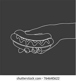 Hand holding a hot dog, vector illustration design. Hands collection.